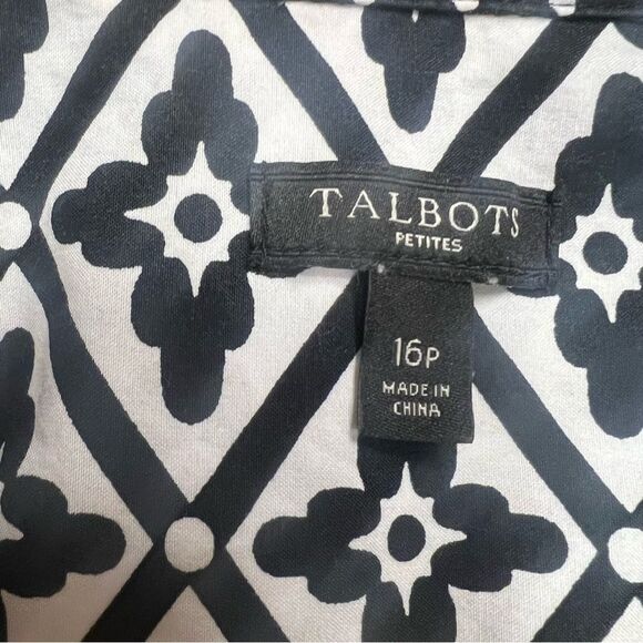 Talbots Black and White Patterned Dress Sz 16P - Picture 5 of 6